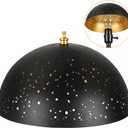 ALUCSET Clip On Lamp Shade, Metal Dome Shaped Light Bulb Cover Modern Lighting Decor, Small Lampshade for Ceiling Lights, Wall Mounted Lights - Black Gold Hollowed Shade 8" Diameter x 4" Height (1 Pack)