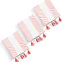 Light Orange Decorative Dotted Kitchen Towels 16x26 Inch, 3 Pack, Soft, Ultra Absorbent, Fast-Dry, 100% Cotton Dish Towels with Tassels for Everyday Use, Cleaning, and Drying Dishes