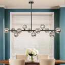 Dining Room Chandelier Black and Smoke Gray Linear Chandeliers, 50.6 inch