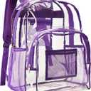 Vorspack Clear Backpack Heavy Duty PVC Transparent Backpack Extra Large Clear Backpacks with Reinforced Strap for College Workplace Security - Purple