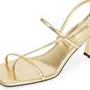 Modatope Womens Kitten Heel Strappy Thong Sandals Square Open Toe Flip Flop Heels (6.5)