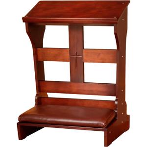 Wooden Prayer Bench Kneeler with Padded Cushion & Slanted Desktop Bible Shelf, Devotional Kneeling Table for Church & Meditation, 23”x20”x32”