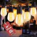 LONIUTO Outdoor String Lights, 50FT Patio String Lights with 27 S14 Vintage Waterproof & Shatterproof LED Bulbs, 2700K Hanging String Lights for Outside Backyard Cafe Garden Bistro Porch