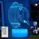 Football Night Light, Football Gifts for Boy, 3D Illusion Lamp with Remote Control, 16 Colors Changing, RGB Flashing Mode and Dimmable, Gifts for Boys Christmas Decor