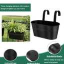 Metal Railing Planters for Outdoor Plants - 5 Pcs Balcony Hanging Flower Pots with Detachable Hooks & Drain Holes, Windowsill Oval Hanging Bucket Pots Fence Planters for Garden Home Decor, Black
