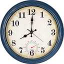 Outdoor Clock Waterproof with Thermometer Wall Clock for Patio Pool Bathroom Kitchen 16 Inch Blue