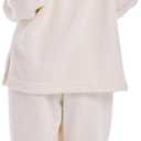 Womens Fleece Pajamas Sets 2 Piece Sherpa Pajama Long Sleeve Softies Loungewear Set Fuzzy Flannel For Women Hooded (White, M)
