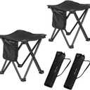 TRIPLE TREE 2 Pack Camping Stool, 13.8 Inch Portable Folding Stool for Outdoor Walking Hiking Fishing 400 LBS Capacity with Carry Bag, Black