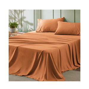 Bedsure King Size Sheets Set - 4 Pieces Soft King Sheets - Breathable & Cooling - Hotel Luxury - Easy Care Polyester Microfiber Bedding for Women, Men, Dusty Orange