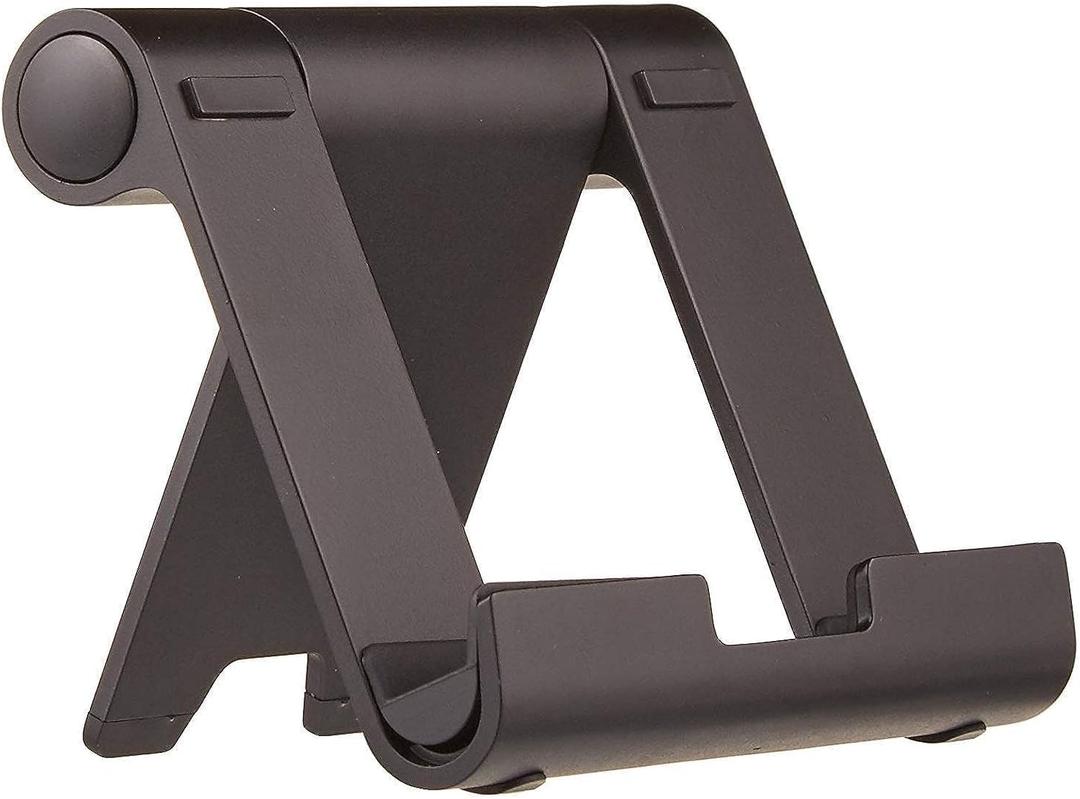 Amazon Basics Multi-Angle Portable Foldable Stand for iPad Tablet, E-reader and Phone, Sturdy Hands-Free Viewing, Black