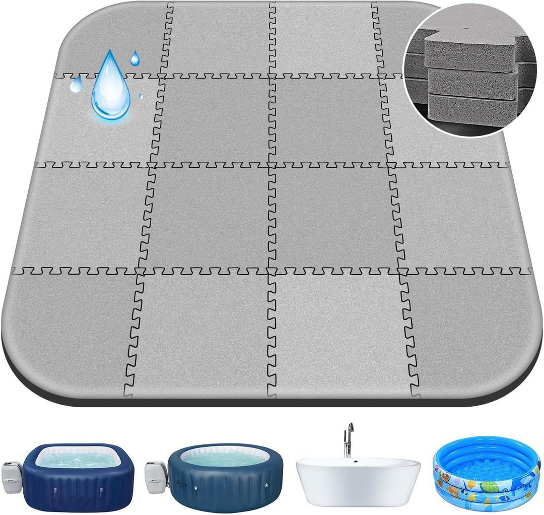85 * 85 Inch Hot Tub Mat,Inflatable Hot Tub AccessoriesExtra Thick Large Hot Tub Eva Foam Pad Padding Foundation for Outdoor Indoor,Portable Spa Pool Accessories Ground Base Flooring Mat Protector