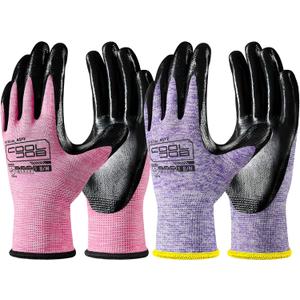 COOLJOB 10/20 Pair Safety Work Gloves for Men Women Non-slip, Nitrile Rubber Coated Working Garden Yard Gloves Bulk with Grip S/M