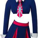 RoleplayCos Fook Yu Fook Mi Costume Austin Twins Costume Dress Outfit Sexy Schoolgirl Costume with Tie for Women Adult (Small, Blue)