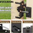 Self Locking Gate Latch, Heavy Duty Post Mount Automatic Gravity Gate Lock Door Latch, Gate Hardware for Secure Pool/Yard/Garden, Steel, Black Finish
