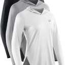 NELEUS Women's Sun Protection Running Shirts Workout Athletic Shirts with Hoods, 3 Pack (L)