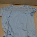 Imily Bela Womens Summer Tops Dressy Casual Short Sleeve Lace Trendy Shirts Crewneck T Shirt Hollow Out Loose Blouses, Light Blue, Medium