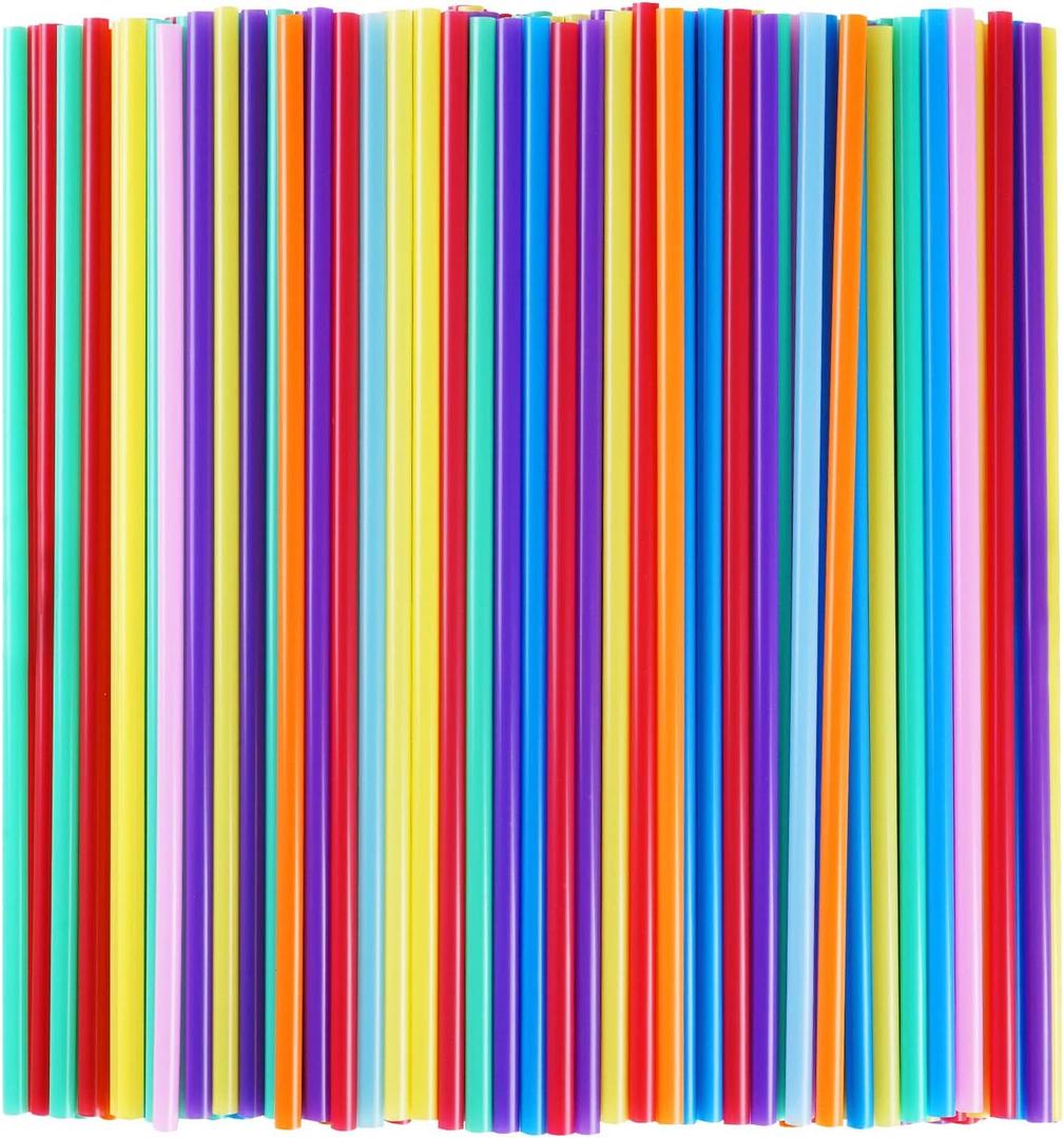 300 Pcs Colorful Plastic Long Disposable Drinking Straws. (0.23''diameter and 10.2"long)