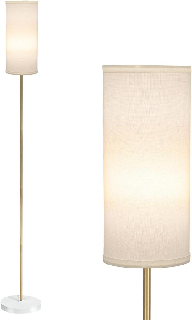 BoostArea Floor Lamp for Living Room with 3 Color Temperatures Bulb, Modern Floor Lamps, Classic Tall Lamp for Office, Standing Lamps for Bedroom, Kids Room, Study(9W LED Bulb, White Linen Shade)