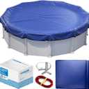 Winter Pool Cover 28 ft Round for Above Ground | Extra Thick & Durable Above-Ground Pool Cover | Sapphire Series of Premium Cold- and UV-Resistant Pool Cover | by Yankee Pool Pillow