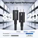 Cable Matters [Intel Certified] 80Gbps Thunderbolt 5 Cable with up to 120Gbps Bandwidth Boost and 240W Charging - 0.5m / 1.6ft, Compatible with Thunderbolt 4, USB4, and USB C, Black