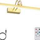 Picture Light Wireless, Rechargeable Gallery Light Battery Operated, 280LM Dimmable Art Lighting with Remote, 16" Metal Picture Lights for Wall, Paintings, Portrait, Photo (Brass)