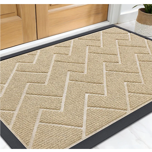 OLANLY Front Door Mat Indoor Outdoor Entrance, Waterproof All-Season, All-Weather Welcome Doormat, Sturdy Natural Rubber, Low Profile, Easy Clean Patio Porch Entryway Outside Floor Mat, 47x32, Beige
