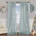 Green and White Curtains 84 Inch Length for Living Room Darkening 2 Panels Back Tab Pocket Modern Farmhouse Tree Branch Floral Pattern 50% Blackout Light Blocking Sage Curtain for Bedroom Boho Decor, Green, Size: 52"W x 84"L (Pack of 2)