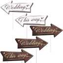 Wedding Directional Road Sign Arrow Yard Sign With Exquisite Double-sided Printing, Waterproof Large Sign With Stakes, Wedding Supplies - 5PCS (Brown)