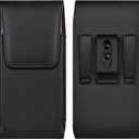 Leather Cell Phone Holster with Belt Clip Strong Magnetic Closure for iPhone Pro Max, Plus 17 16 15 14 13 12 16e, Samsung Galaxy Plus, FE S25 S24 S23 S22 S21, L-Black