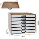 Vintage 6-Drawer Wooden Desktop Organizer Cabinet, Rustic Distressed Wood Card Catalog Cabinet, Antique Storage Box for Jewelry Cosmetics Craft Paper Home Office Decor (White)