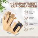Frienda 4 Compartments Pine Wood Cup and Lid Dispenser Organizer