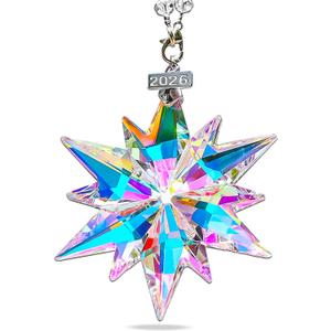 2026 Annual Christmas Ornaments Crystal Snowflake Star, Sparkly Crystal Ornaments for Christmas Tree, Beautiful Christmas Ornaments for Women Girls