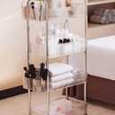 Dalekana 4-Tier Plastic Rolling Utility Cart with Wheels, Lightweight-Usage Multifunctional Storage Organizer Cart for Home, Office, Kitchen & Bathroom, 8.2W * 13L * 35.8H