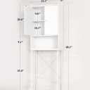 Kitsure 68.1"H Over Toilet Storage Cabinet, Magnetic Door, Adjustable Shelf, 3 Tiers
