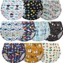 EZ Moms 10 Pack Boys Diaper Covers Plastic Training Pants for Toddlers Reusable Plastic Underwear Covers for Potty Training Breathable Rubber Pants for Babies Soft Waterproof Diaper Cover for Boys 3T
