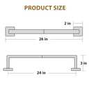 Luxbaro Matte Black Towel Bar 24 Inch, Square Base Thicken Towel Rack for Bathroom Wall, SUS304 Stainless Steel Towel Rod, Modern Home Decor (Total Length 26-Inch)