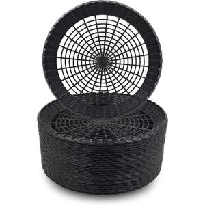 24 Pack Reusable Plastic Paper Plate Holders Heavy Duty Woven Paper Plate Holder (Black)