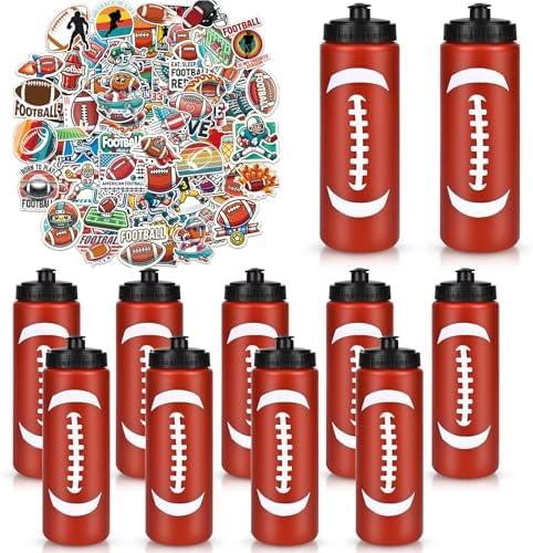 RhythmFit Football Party Favors, 6 Pack Football Water Bottles with 300 PCS Stickers, 20 oz Sports Squeeze Bottle, BPA-Free Reusable Water Bottles Bulk for Boys, Gifts For Team