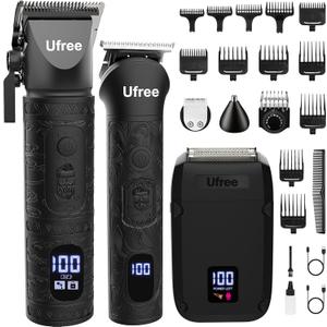 Ufree Beard Trimmer, Hair Clippers Mens Shaver Electric Razor, Hair Trimmer for Men Cordless Barber Clippers and Trimmers Set, Hair Cutting Kit for Men Grooming Gifts, Black