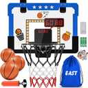 Indoor Basketball Hoop for Kids, Mini Basketball Hoop with Double Electronic Scoreboard and LED Light, Over The Door Basketball Gifts Toys for 5 6 7 8 9 10 11 12 Year Old Boys (East Blue)