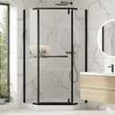 36" W x 72" H Neo-Angle Corner Shower Door, Corner Shower Enclosure, Frameless Pivot Shower Door with 6mm Clear Tempered Glass for Walk-in Showers, Matte Black Aluminum, Base Not Included