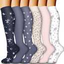 BLUEENJOY Copper Compression Socks for Women & Men (6 pairs) - Best Support for Nurses, Running, Hiking, Recovery (Large-X-Large, 12 Black/Navy/Navy/Beige/Pink/White)