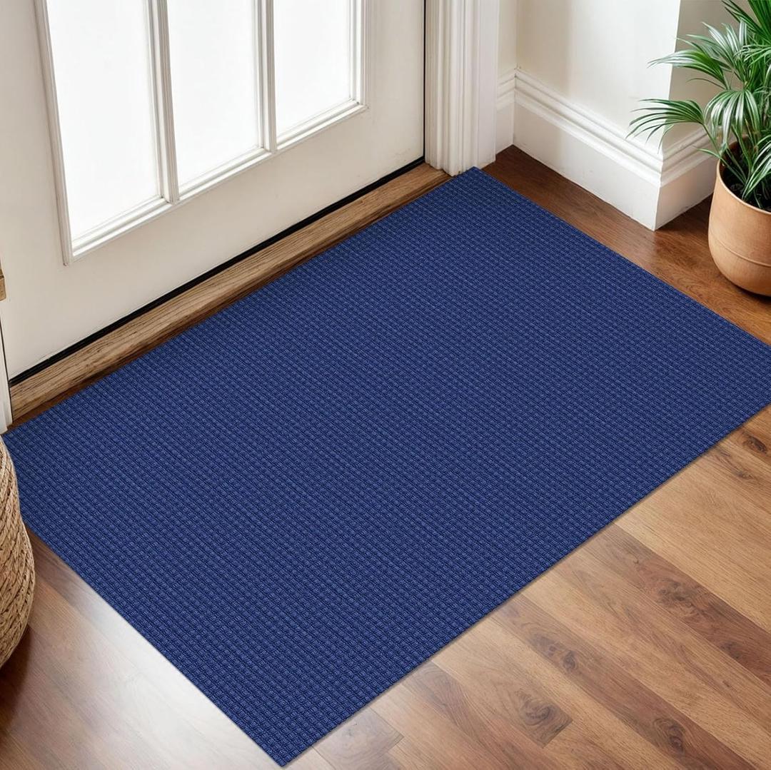 IOHOUZE Small Area Rug 2x3 Washable Woven Rugs for Entryway Non Slip Rubber Backed Front Door Rugs Indoor Doormat Throw Rug Floor Carpet for Entrance Kitchen, Royal Blue/Navy