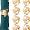 Gold Leaf Napkin Rings Set of 8, Metal Material