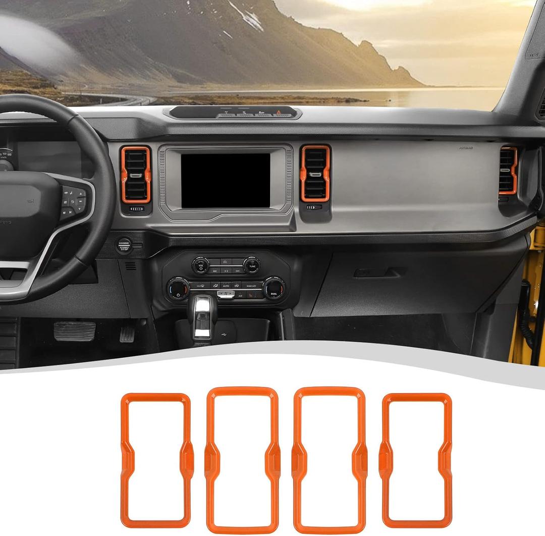 Center Console Dash Air Vent Side Ring Cover Compatible with Ford Bronco 2021-2025+(Orange)