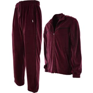 ChoiceApparel Mens Velour Tracksuit with Zippered Pockets (204-Burgundy, Large)