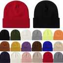 Beanie Hats for Women Men Knit Winter Beanies Warm Winter Hats Acrylic Knit Cuffed Beanie Cap Unisex (Blue)