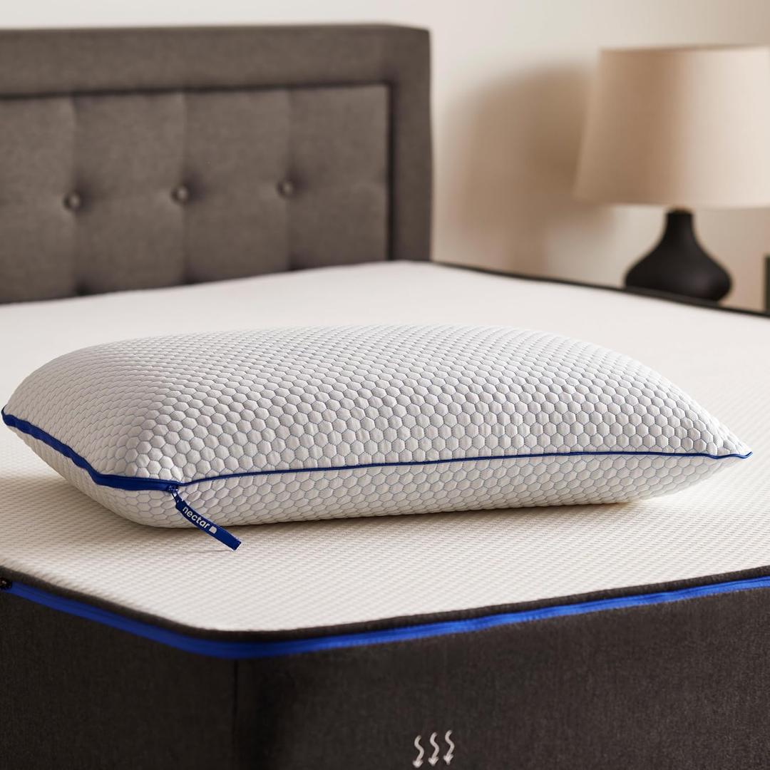 Nectar Tri-Comfort Cooling Pillow - Adjustable Firmness & Support - Cooling Cover - Pressure Relief - Helps Reduce Neck Pain - Premium Memory Foam & Microfiber Down Alternative, Standard