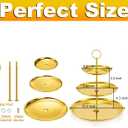 Fasmov 3 Tiered Gold Cupcake Stand, 2 Pack Stainless Steel Dessert Display Tower with Food-Grade Gold Coating, Holds 24 Cupcakes, Dessert Table Display Tiered Serving Tray for Wedding Birthday Party