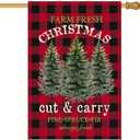 ARGOOFG Christmas House Flag 28x40 Inch Double Sided Outside, Rustic Farm Fresh Xmas Tree Buffalo Plaid Winter Holiday Outdoor Seasonal Garden Yard Decoration